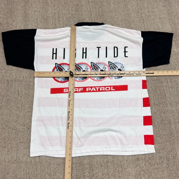 Vintage Wilson High Tide Shirt Mens Large Red 1990s Surfing Striped - Picture 7 of 10